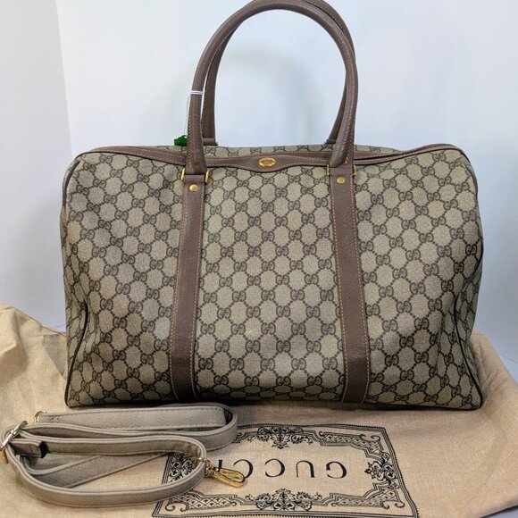 Gucci Vintage Large Boston Bag in GG Supreme Coated Canvas - Picture 2 of 16